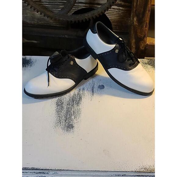 Foot Joy Soft-joy 2 Contour Fit Black White Golf Shoes 8 Men’s 53892 EUC - Picture 8 of 9